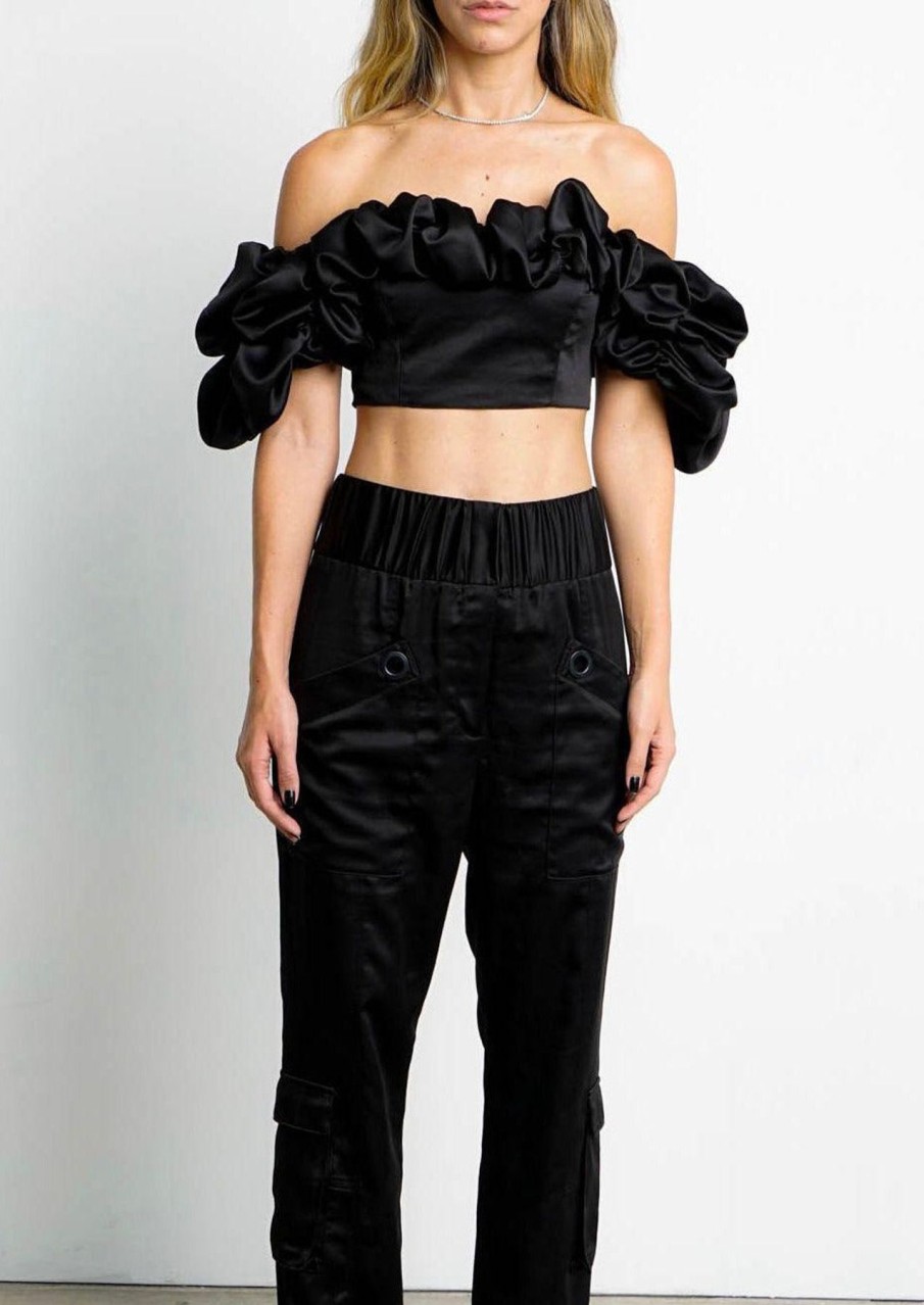 Women Coolrated Miami Tops | Top Sunset Ruffles Black