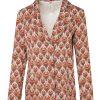 Women Juan de Dios Tops | Santo Tomas Silk Blazer Red Peacock Feathers