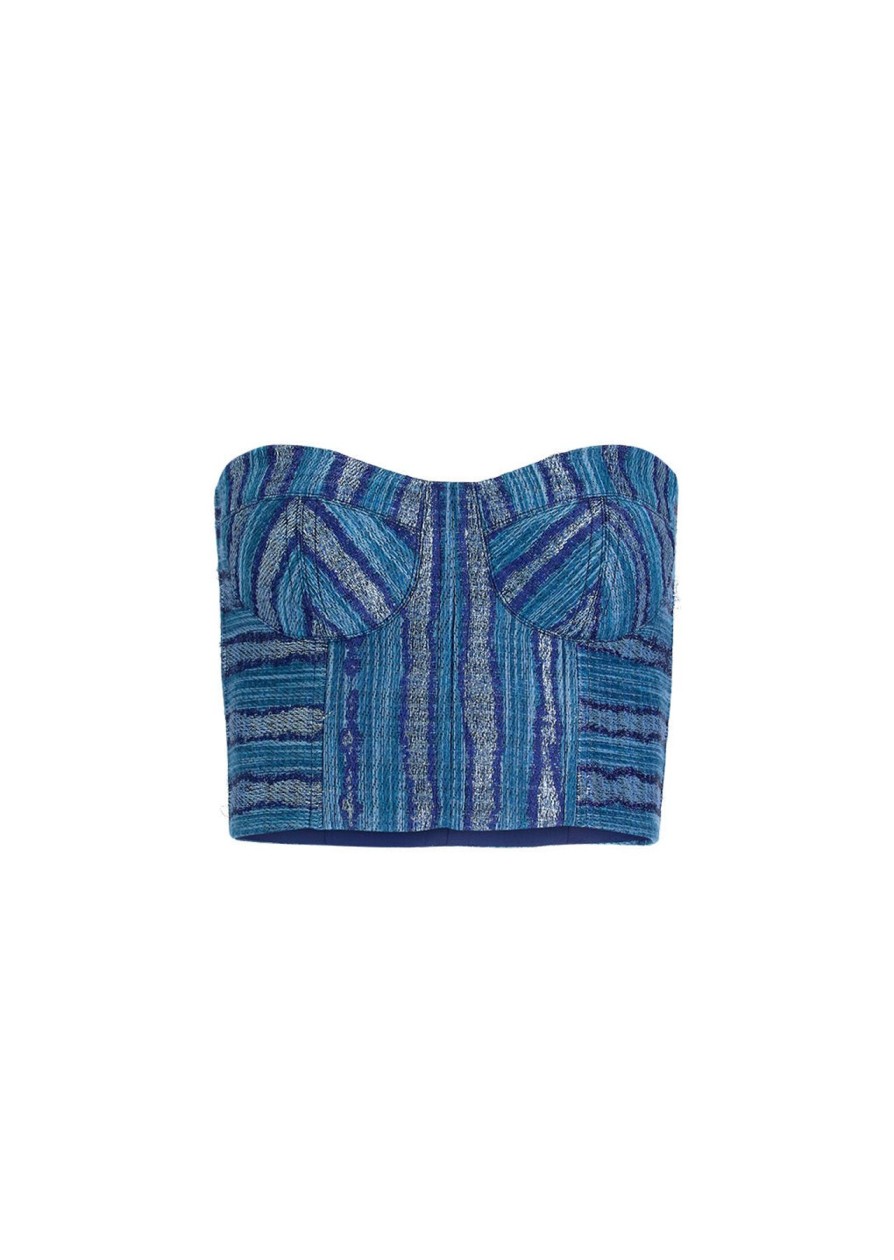 Women Sandra Weil Tops | Collage Bustier-Jacquard Blue