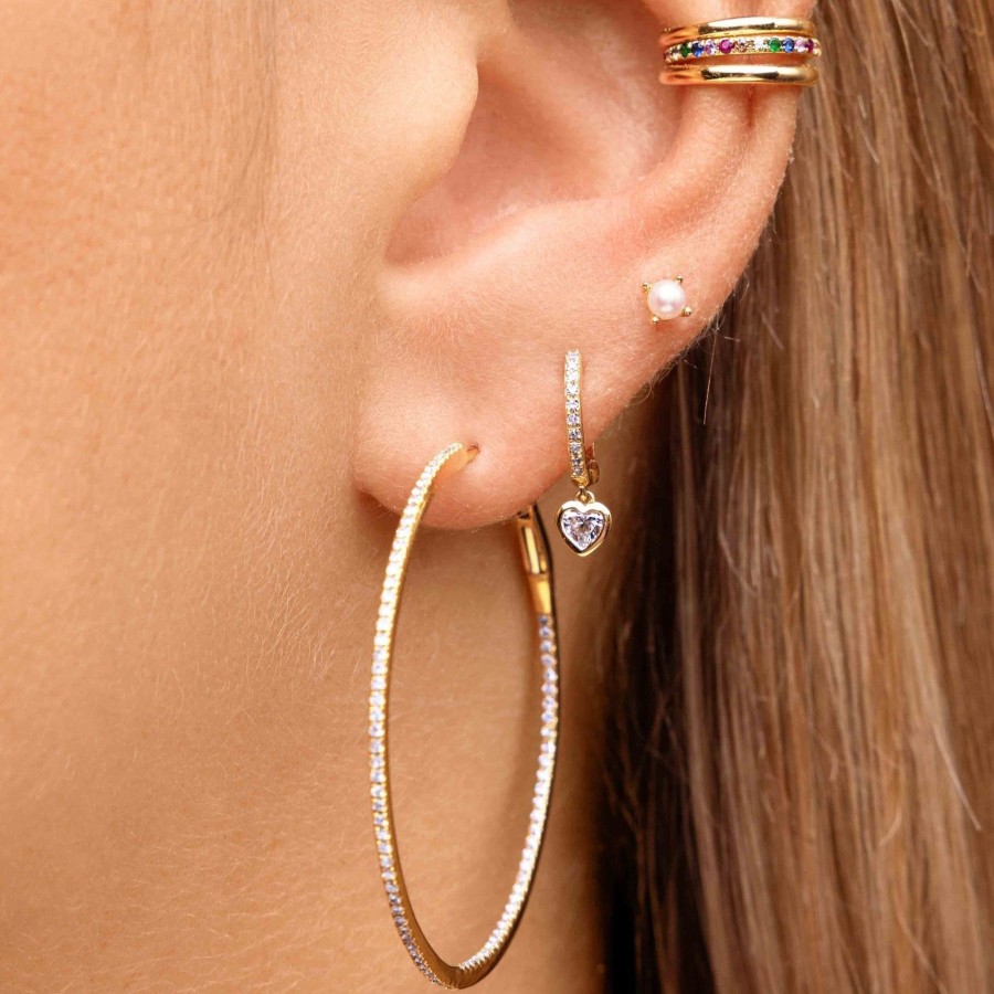 Women Sparkle Society Earrings | Slim Diamond Hoop Earrings