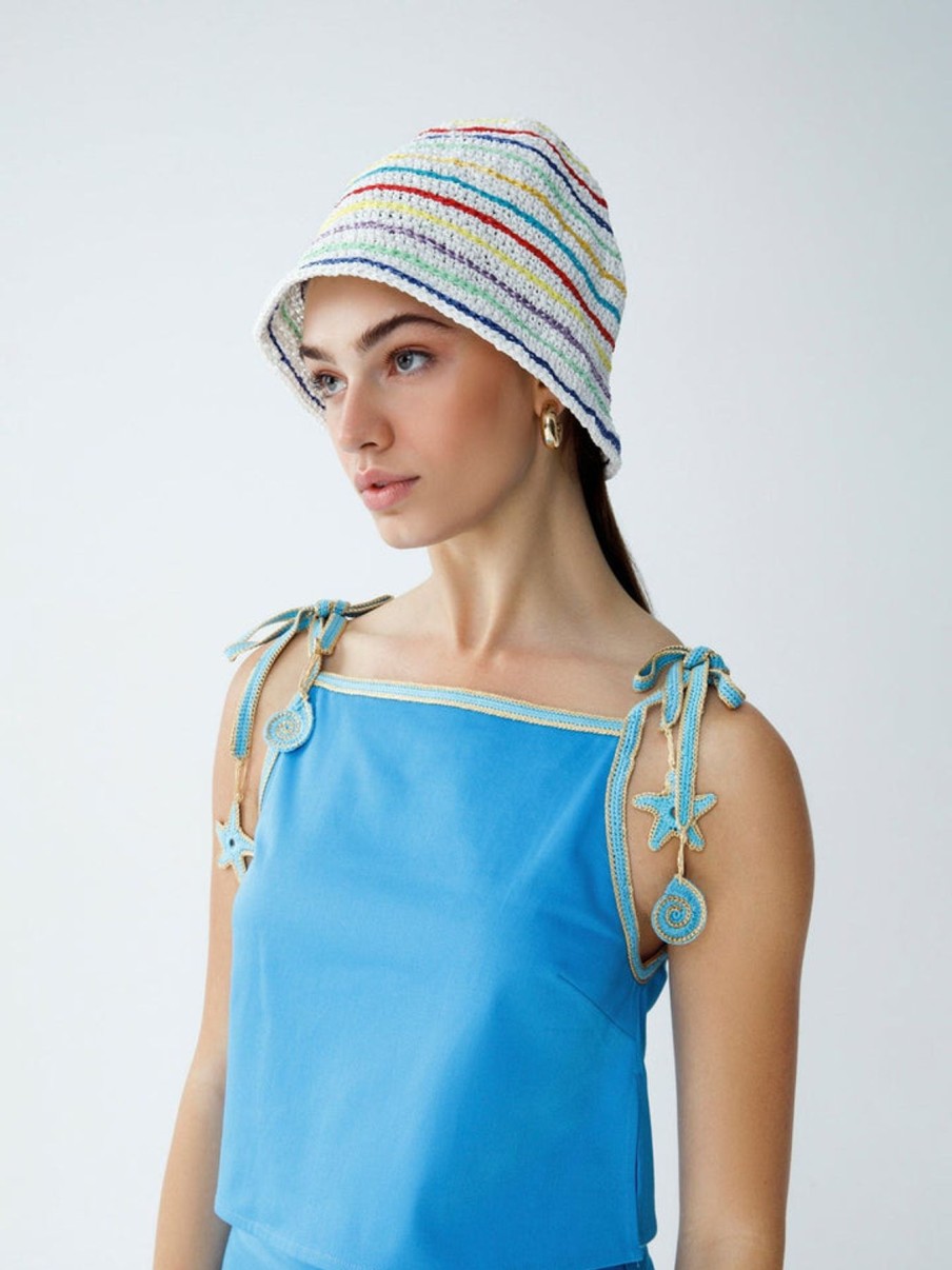 Women My Beachy Side Tops | Bridgitte Embellished Tank Top-Malibu Blue