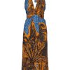 Women Johanna Ortiz Dresses | Vida Salvaje Ankle Dress Toile Indigo Festive Orange