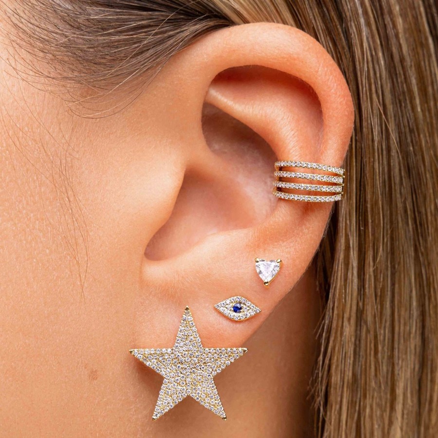 Women Sparkle Society Earrings | Four Row Diamond Ear Cuff