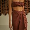 Women Johanna Ortiz Skirts | The Terracota Ancestry Wrap Skirt Dark Skin Brown