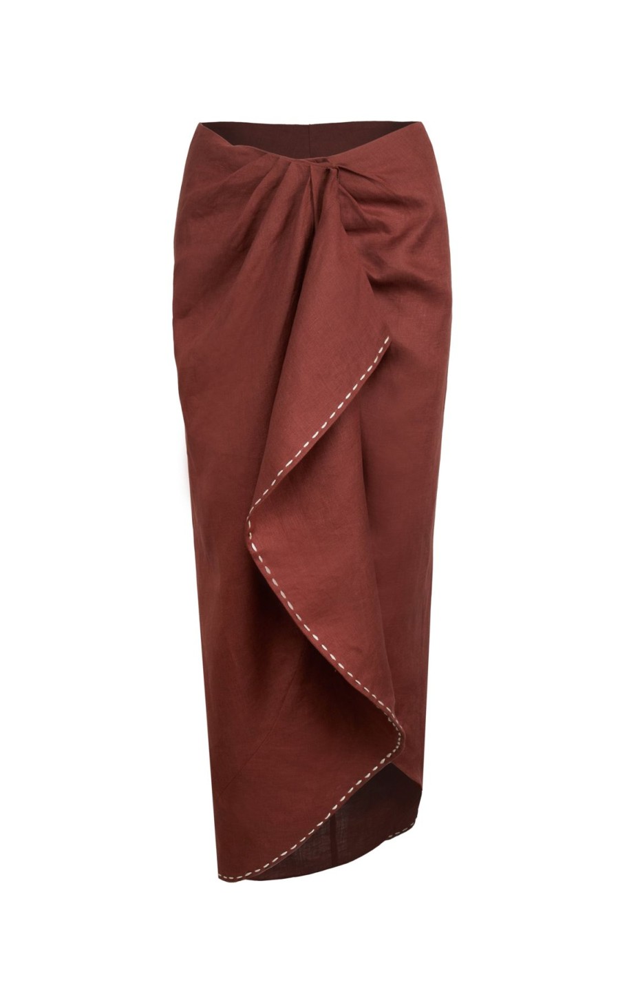 Women Johanna Ortiz Skirts | The Terracota Ancestry Wrap Skirt Dark Skin Brown