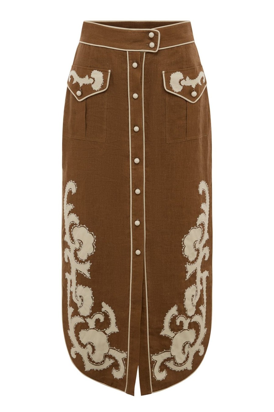 Women Alemais Skirts | Ruby Applique Skirt Tobacco