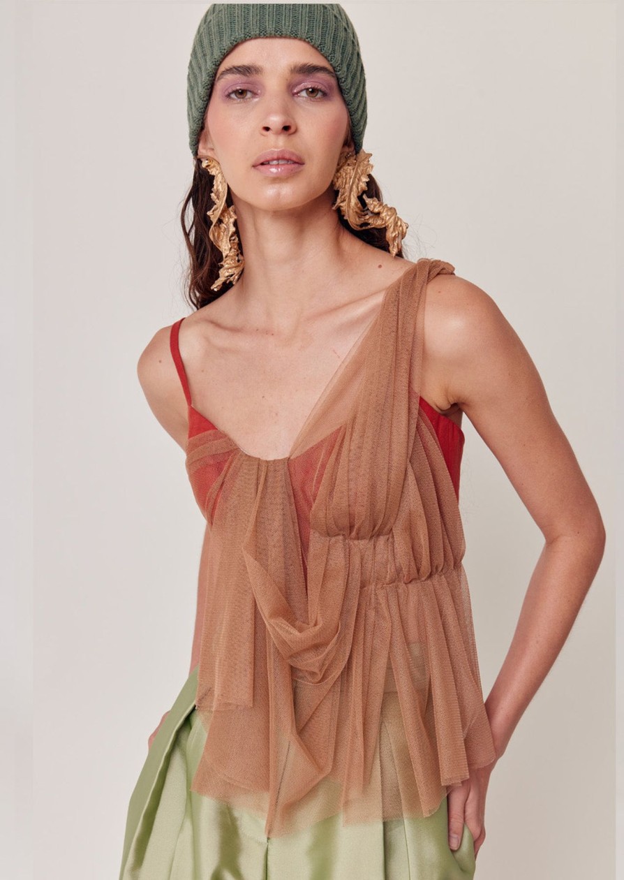 Women Sandra Weil Tops | Dune Bustier-Coral Red