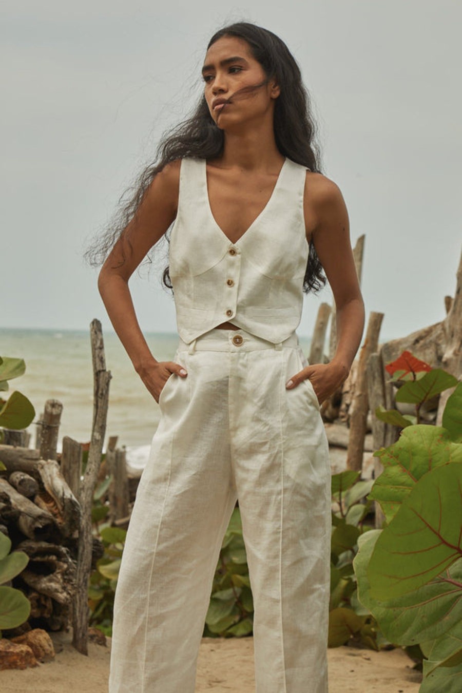 Women Nue The Label Bottoms | Vest-White Ivory