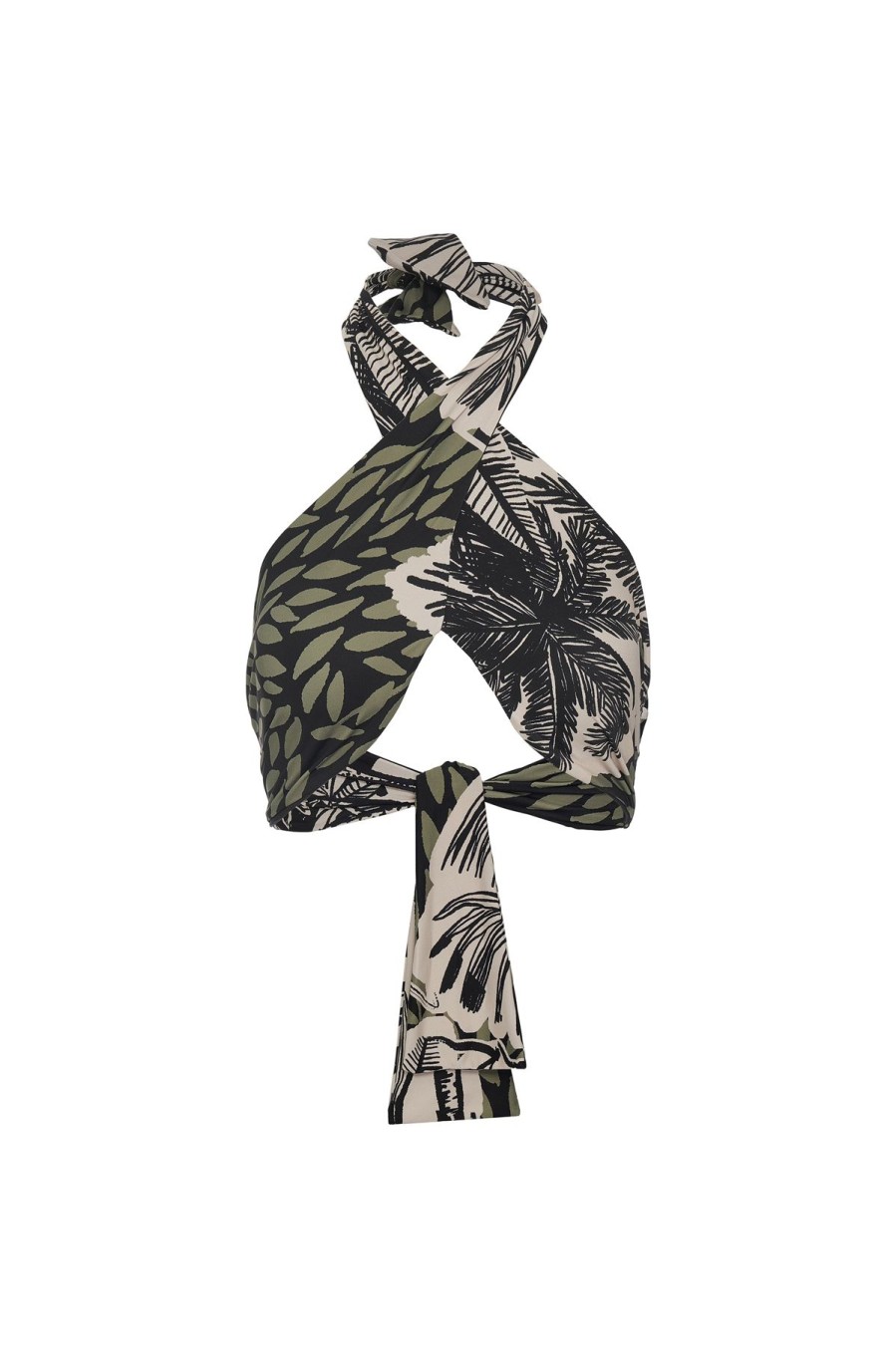 Women Johanna Ortiz Tops | Expresion Africana Bikini Top Toile Black/Greenery/Antique Ecru