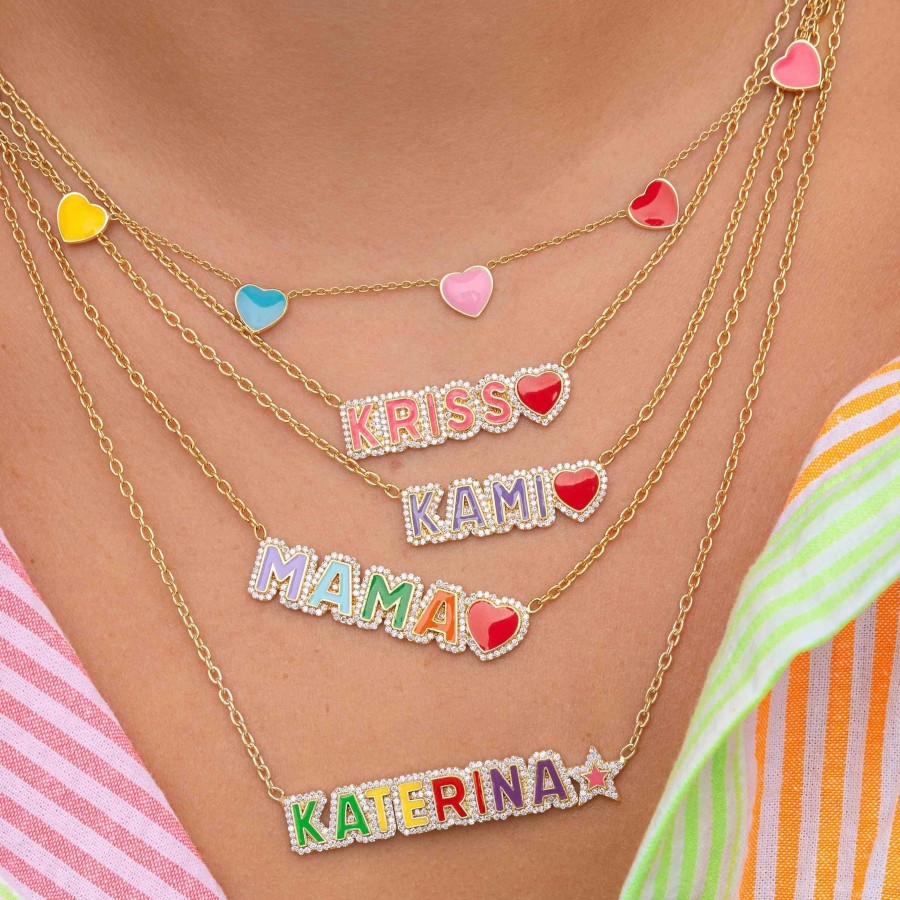 Women Sparkle Society Necklaces | Multi Color Enamel Heart Necklace