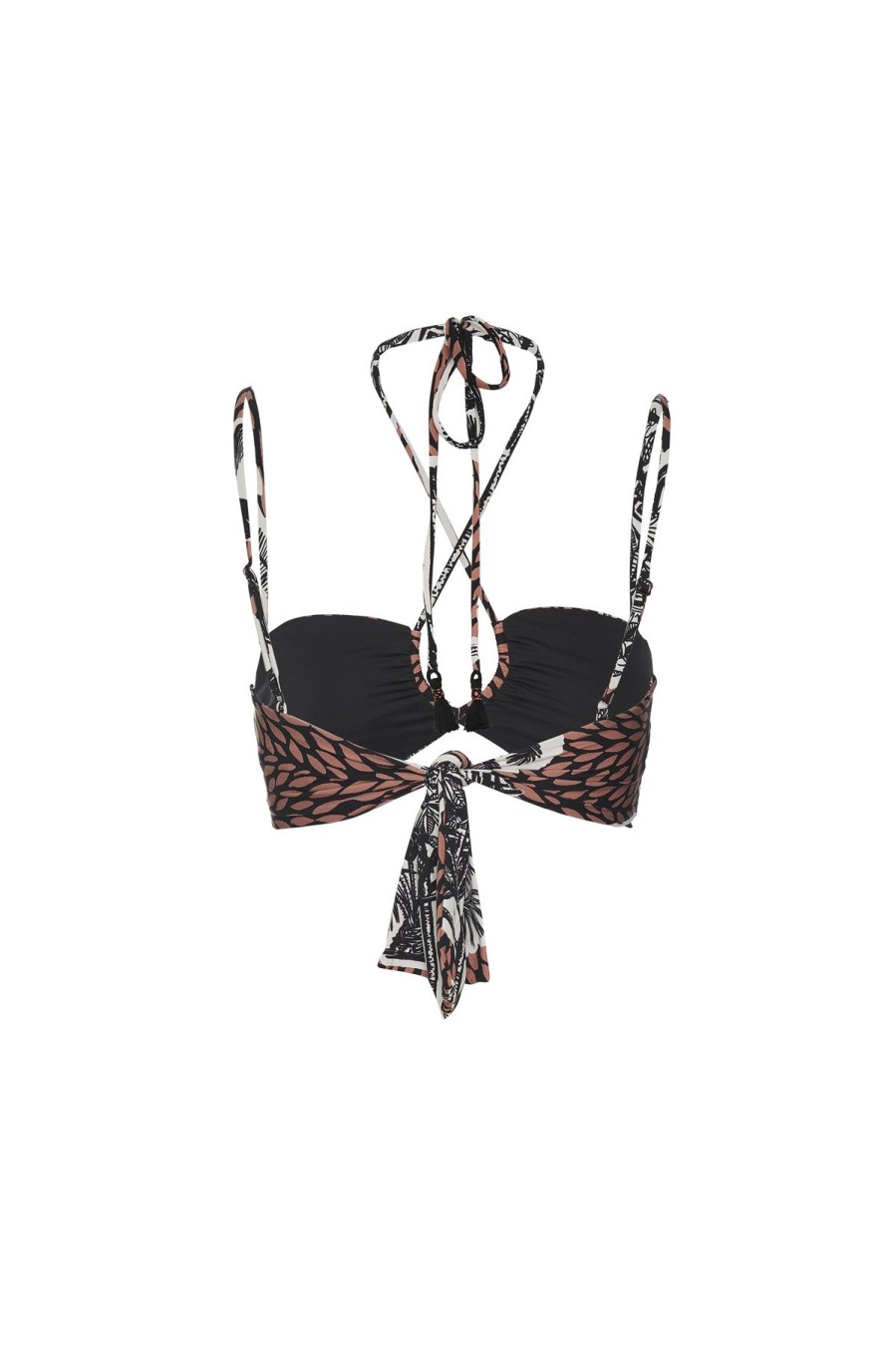 Women Johanna Ortiz Tops | Mali Bikini Top Toile Burnt Maroon/Black/Ecru