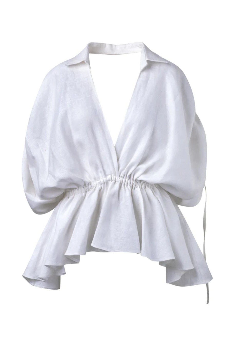 Women Leal Daccarett Tops | Getsemani Linen Blouse White